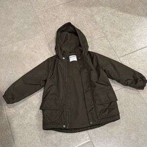 Old Navy Boys 5t Green Fleece Lined Rain Jacket